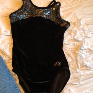 Gymnastics Strappy Back Black Silver & Copper Leo
